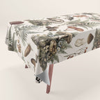 Woodland Vibes Mushroom And Fern Pattern Beige Tablecloth Gallery Image 1