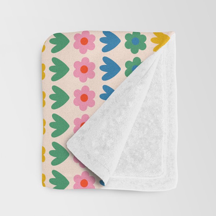 Spring Flower Stripes Cute Cheerful Colorful Mini Floral Pattern Throw Blanket Gallery Image 3