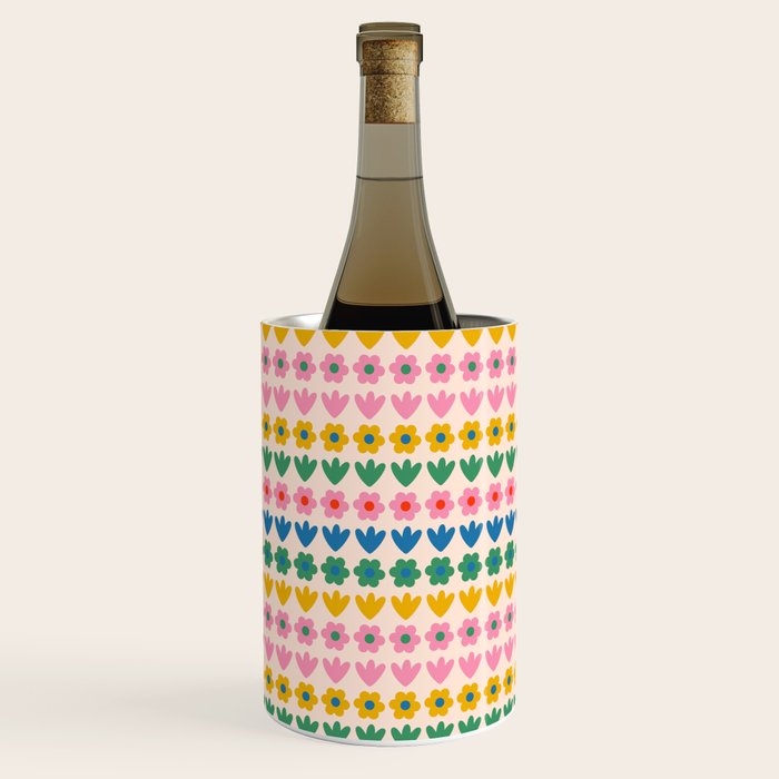 Spring Flower Stripes Cute Cheerful Colorful Mini Floral Pattern Wine Chiller Gallery Image 1