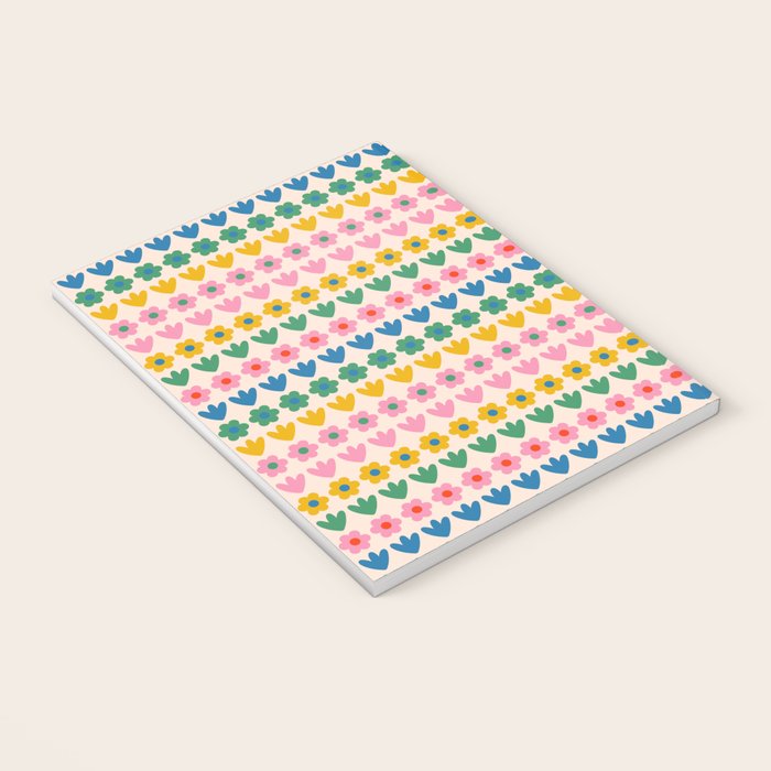 Spring Flower Stripes Cute Cheerful Colorful Mini Floral Pattern Notebook Gallery Image 3