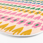 Spring Flower Stripes Cute Cheerful Colorful Mini Floral Pattern Bath Mat Gallery Image 3