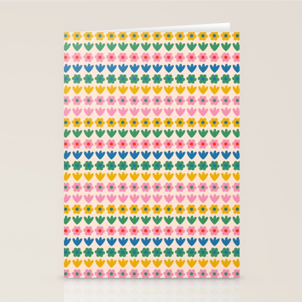 Spring Flower Stripes Cute Cheerful Colorful Mini Floral Pattern Stationery Card Gallery Image 1