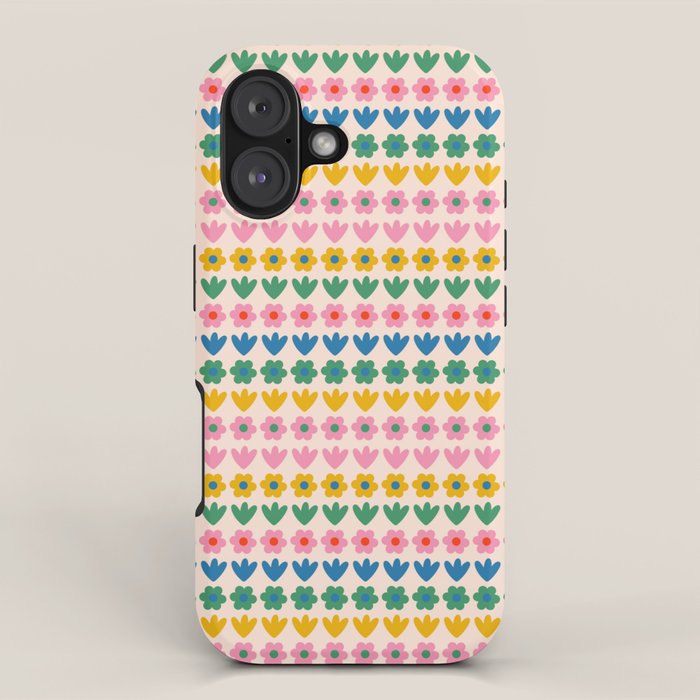 Spring Flower Stripes Cute Cheerful Colorful Mini Floral Pattern iPhone Case Gallery Image 1