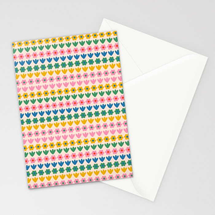Spring Flower Stripes Cute Cheerful Colorful Mini Floral Pattern Stationery Card Gallery Image 2