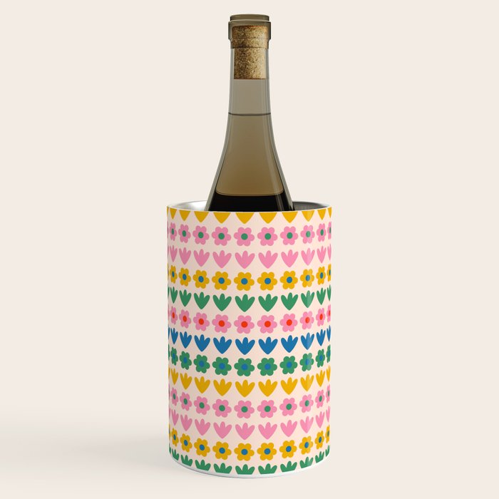 Spring Flower Stripes Cute Cheerful Colorful Mini Floral Pattern Wine Chiller Gallery Image 3