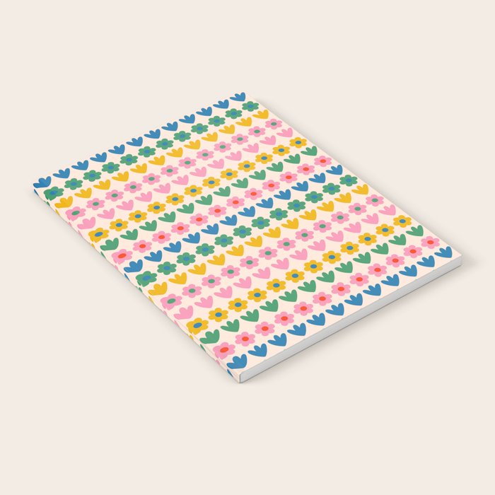 Spring Flower Stripes Cute Cheerful Colorful Mini Floral Pattern Notebook Gallery Image 2