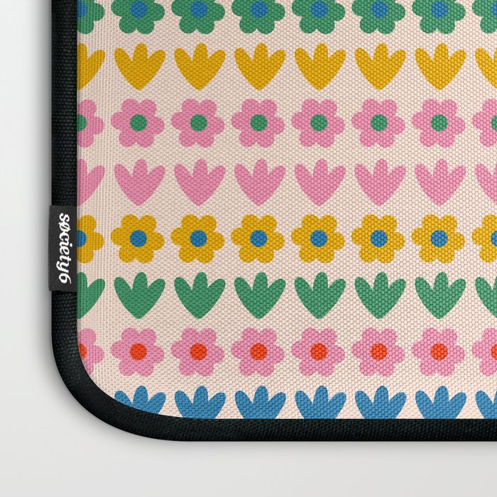Spring Flower Stripes Cute Cheerful Colorful Mini Floral Pattern Laptop Sleeve Gallery Image 3