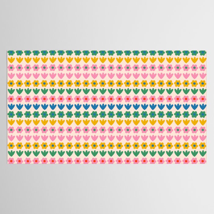 Spring Flower Stripes Cute Cheerful Colorful Mini Floral Pattern Tablecloth Gallery Image 2