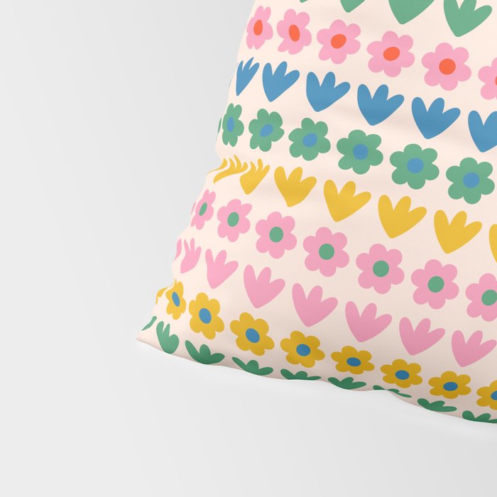 Spring Flower Stripes Cute Cheerful Colorful Mini Floral Pattern Pillow Sham Gallery Image 4