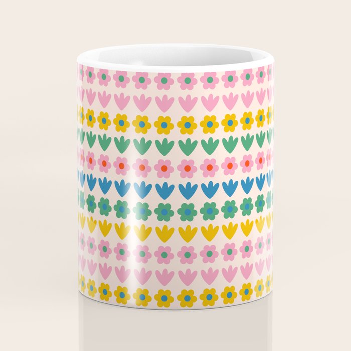 Spring Flower Stripes Cute Cheerful Colorful Mini Floral Pattern Coffee Mug Gallery Image 4