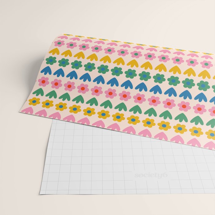 Spring Flower Stripes Cute Cheerful Colorful Mini Floral Pattern Wrapping Paper Gallery Image 2