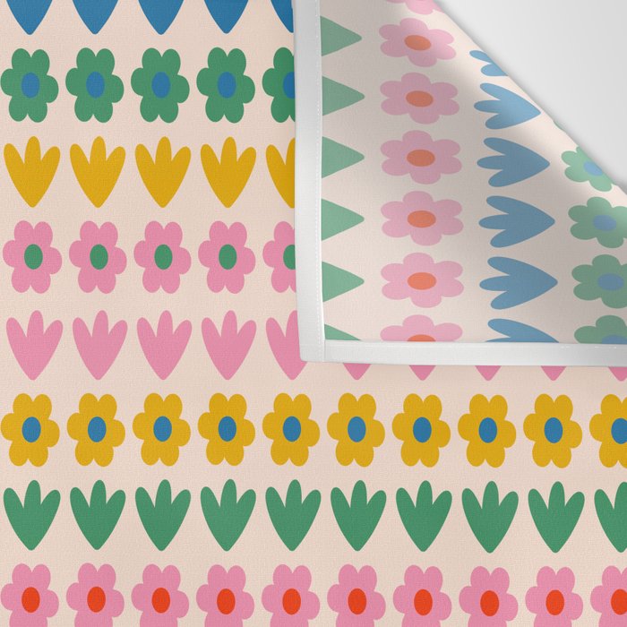 Spring Flower Stripes Cute Cheerful Colorful Mini Floral Pattern Wall Tapestry Gallery Image 3