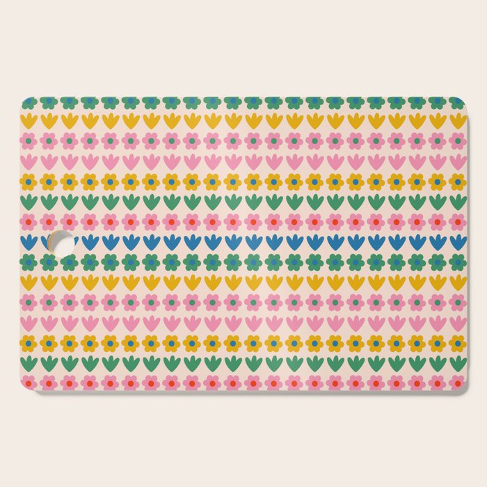 Spring Flower Stripes Cute Cheerful Colorful Mini Floral Pattern Cutting Board Gallery Image 1