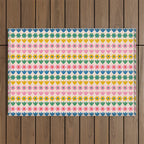 Spring Flower Stripes Cute Cheerful Colorful Mini Floral Pattern Outdoor Rug Gallery Image 1