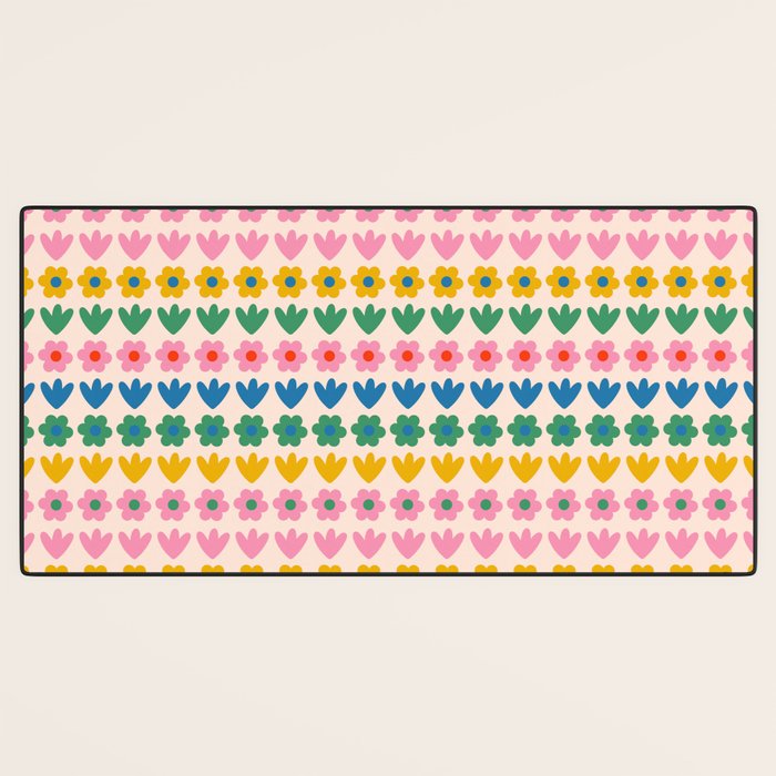 Spring Flower Stripes Cute Cheerful Colorful Mini Floral Pattern Desk Mat Gallery Image 3