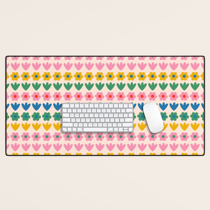 Spring Flower Stripes Cute Cheerful Colorful Mini Floral Pattern Desk Mat Gallery Image 1