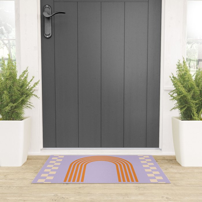 Chess Rainbow Lilac and orange Welcome Mat Gallery Image 3