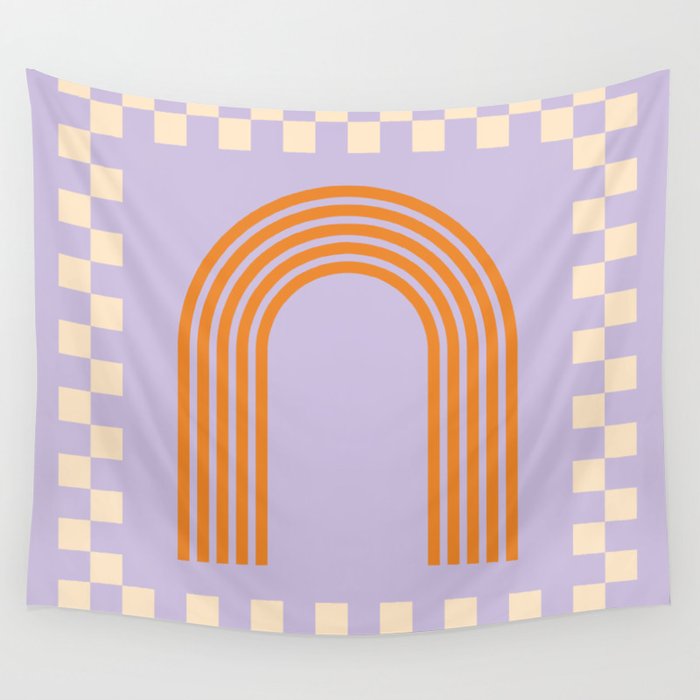 Chess Rainbow Lilac and orange Wall Tapestry Gallery Image 1