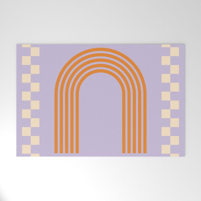 Chess Rainbow Lilac and orange Welcome Mat Gallery Image 1
