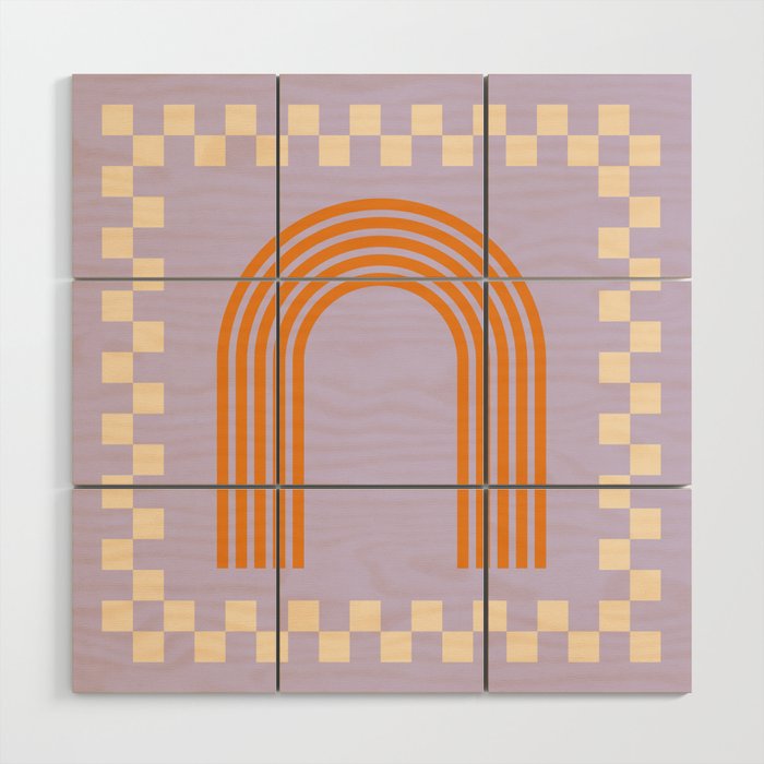 Chess Rainbow Lilac and orange Wood Wall Art Gallery Image 1