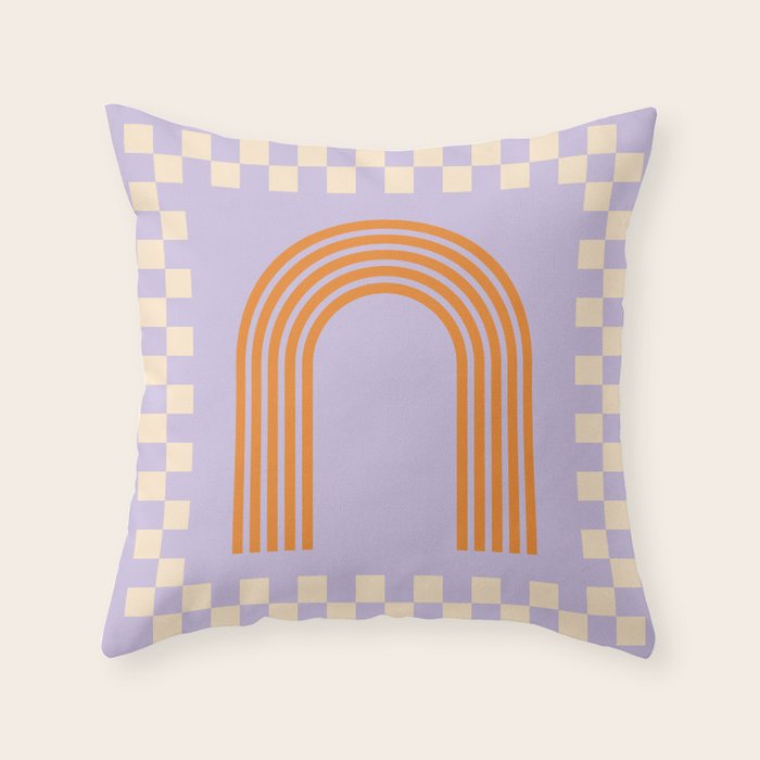 Chess Rainbow Lilac and orange Throw Pillow Gallery Image 6