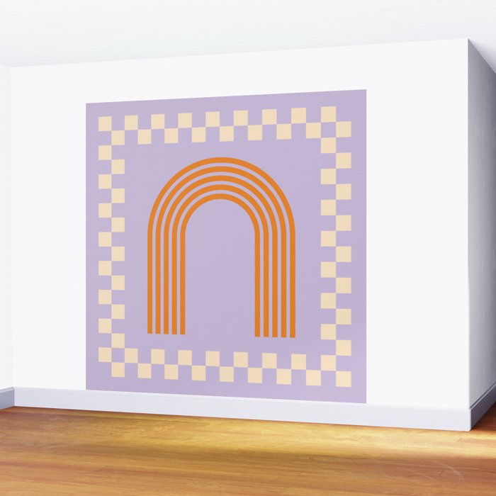 Chess Rainbow Lilac and orange Wall Mural Gallery Image 2