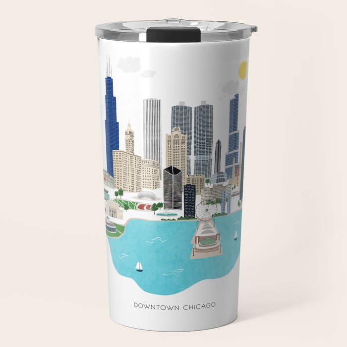 Chicago Illustration Travel Mug Gallery Image 1