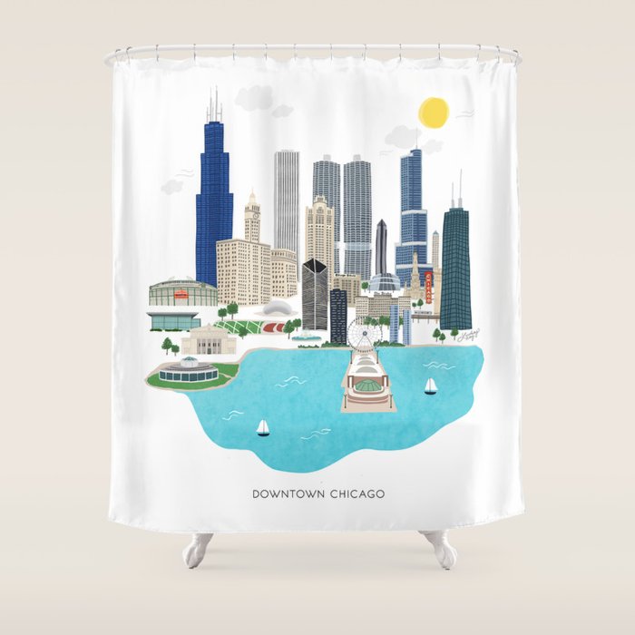 Chicago Illustration Shower Curtain Gallery Image 1