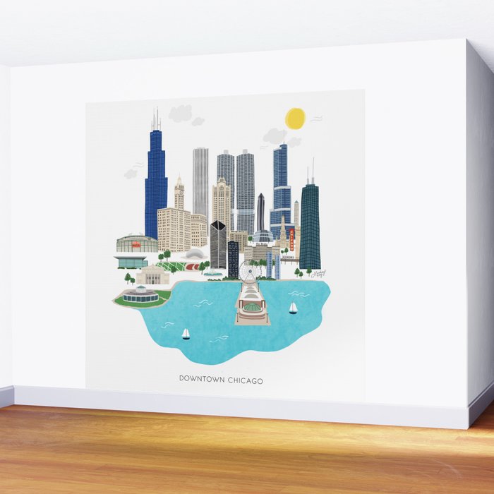 Chicago Illustration Wall Mural Gallery Image 2