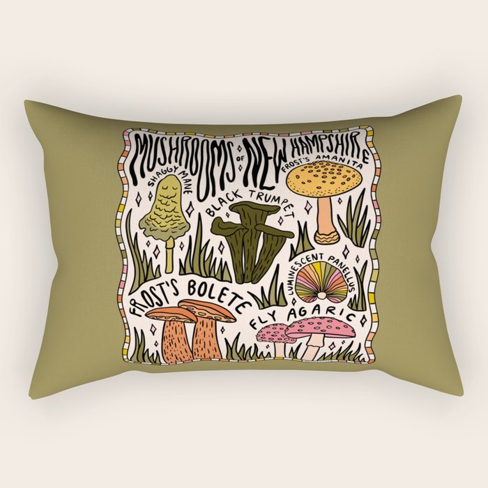 Mushrooms of New Hampshire Rectangular Pillow Gallery Image 2