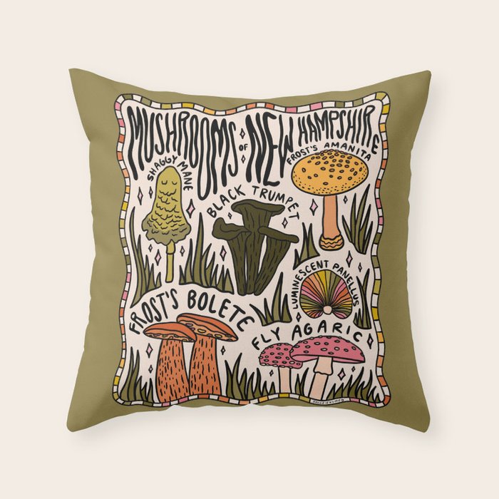 Mushrooms of New Hampshire Throw Pillow Gallery Image 6