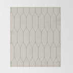 Long Honeycomb Minimalist Geometric Pattern in Beige and Sage Green Throw Blanket Gallery Image 2