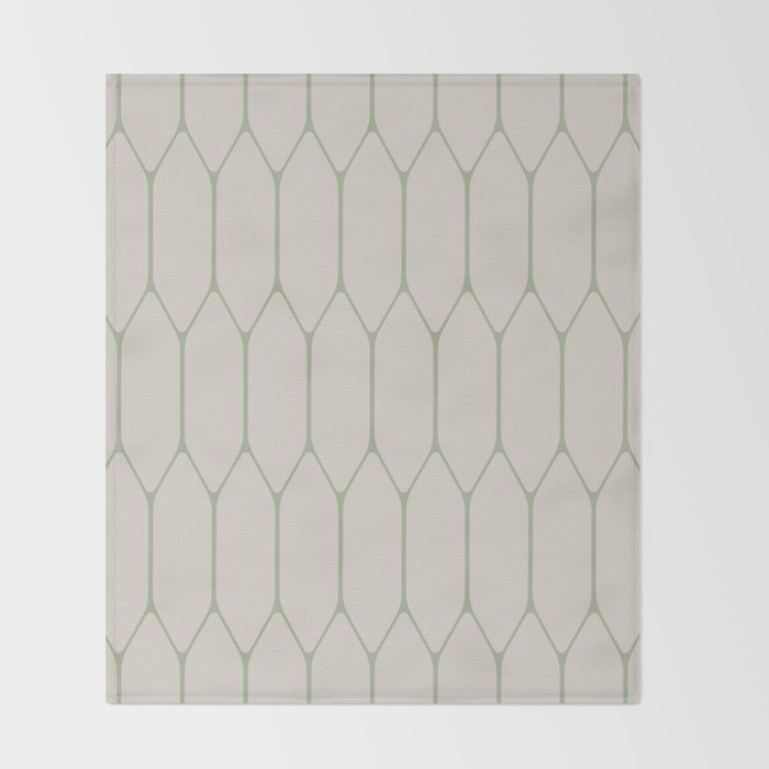 Long Honeycomb Minimalist Geometric Pattern in Beige and Sage Green Throw Blanket Gallery Image 2