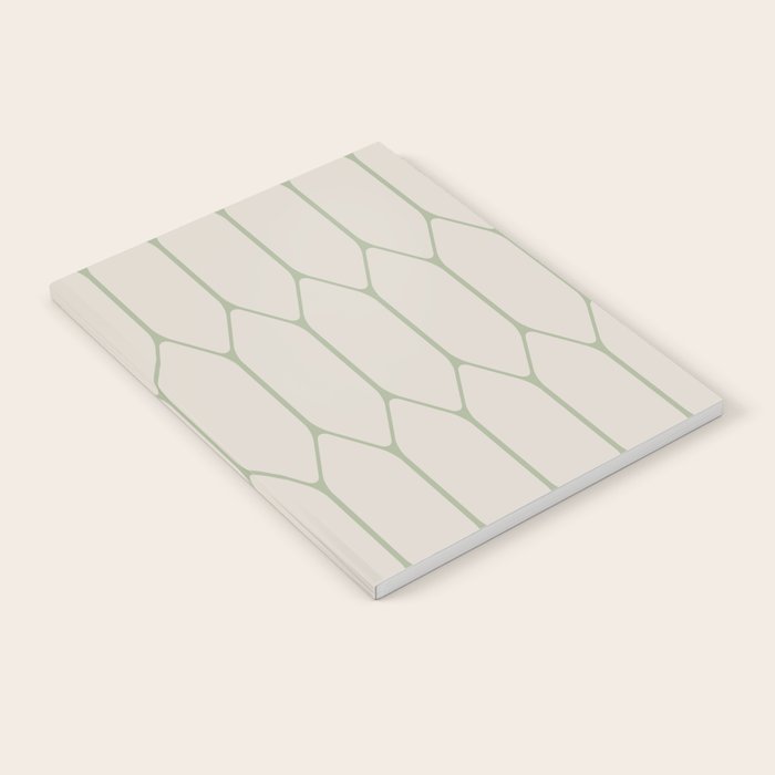 Long Honeycomb Minimalist Geometric Pattern in Beige and Sage Green Notebook Gallery Image 2