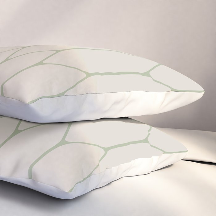 Long Honeycomb Minimalist Geometric Pattern in Beige and Sage Green Pillow Sham Gallery Image 3