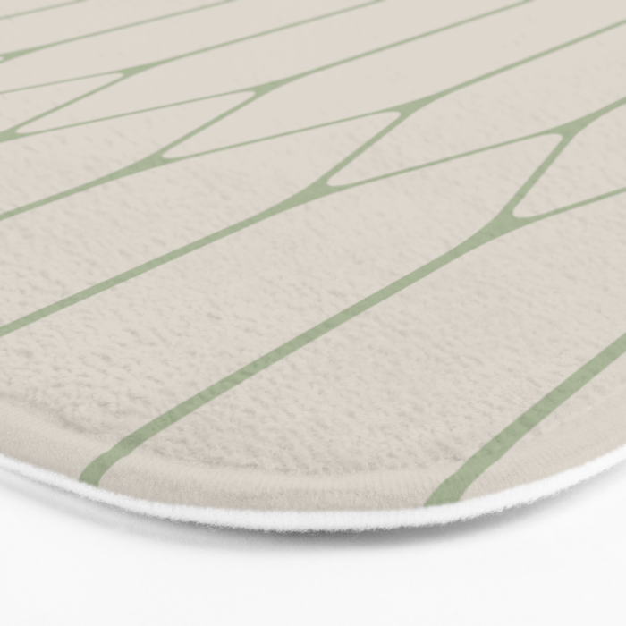 Long Honeycomb Minimalist Geometric Pattern in Beige and Sage Green Bath Mat Gallery Image 3