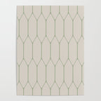Long Honeycomb Minimalist Geometric Pattern in Beige and Sage Green Poster Gallery Image 4