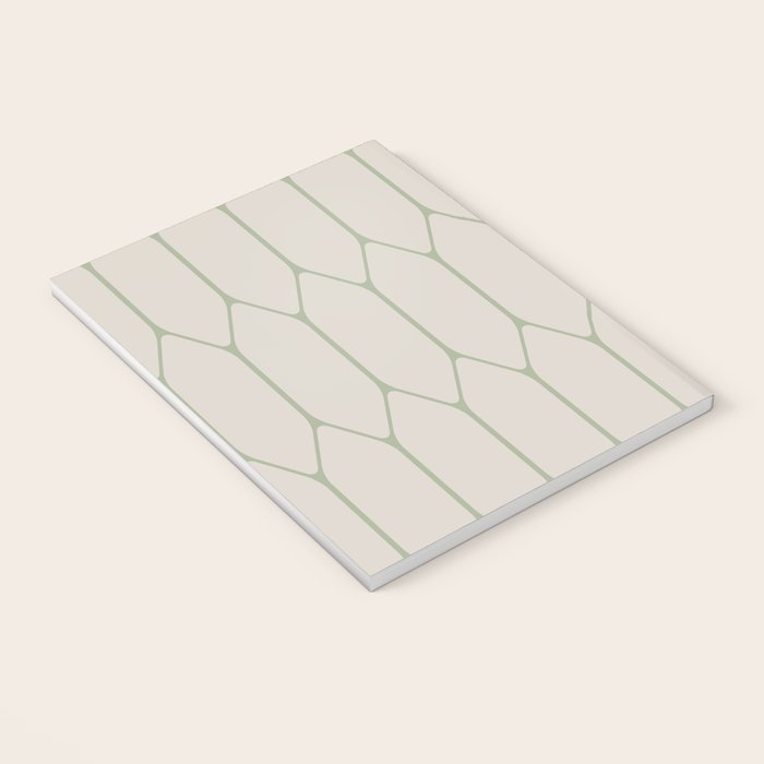 Long Honeycomb Minimalist Geometric Pattern in Beige and Sage Green Notebook Gallery Image 3