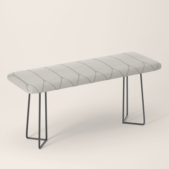 Long Honeycomb Minimalist Geometric Pattern in Beige and Sage Green Bench Gallery Image 1