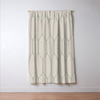 Long Honeycomb Minimalist Geometric Pattern in Beige and Sage Green Window Curtain Gallery Image 3