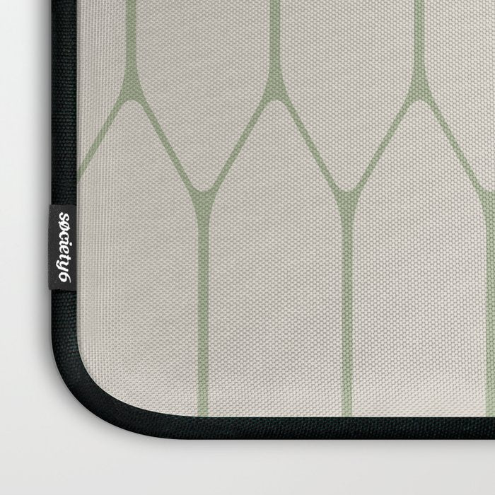 Long Honeycomb Minimalist Geometric Pattern in Beige and Sage Green Laptop Sleeve Gallery Image 3