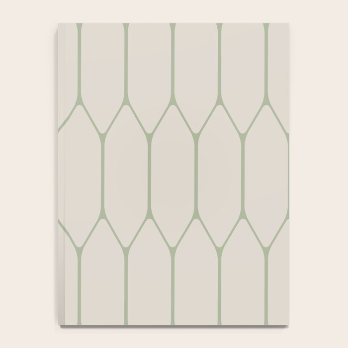 Long Honeycomb Minimalist Geometric Pattern in Beige and Sage Green Notebook Gallery Image 4