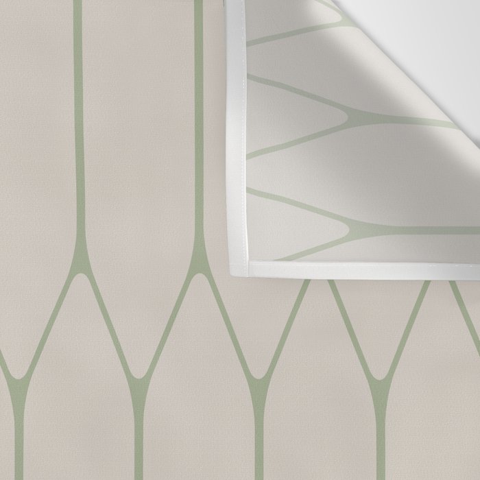 Long Honeycomb Minimalist Geometric Pattern in Beige and Sage Green Wall Tapestry Gallery Image 3