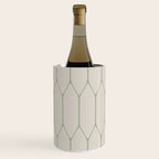 Long Honeycomb Minimalist Geometric Pattern in Beige and Sage Green Wine Chiller Gallery Image 1