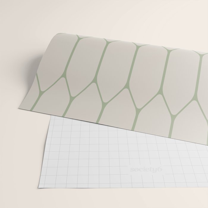 Long Honeycomb Minimalist Geometric Pattern in Beige and Sage Green Wrapping Paper Gallery Image 2