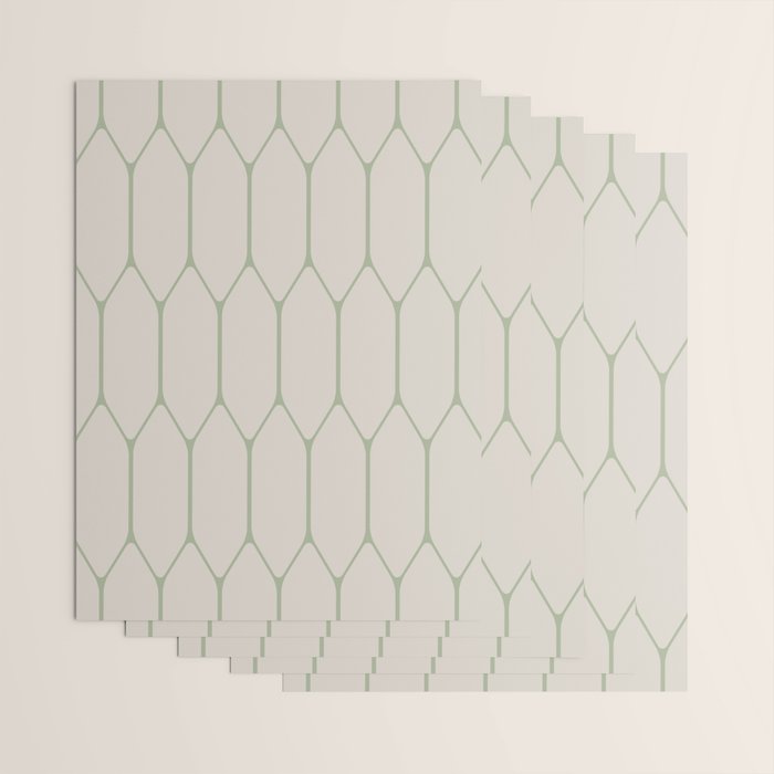 Long Honeycomb Minimalist Geometric Pattern in Beige and Sage Green Wrapping Paper Gallery Image 3