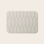 Long Honeycomb Minimalist Geometric Pattern in Beige and Sage Green Bath Mat Gallery Image 1