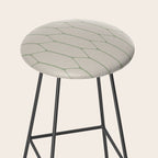 Long Honeycomb Minimalist Geometric Pattern in Beige and Sage Green Stool Gallery Image 2