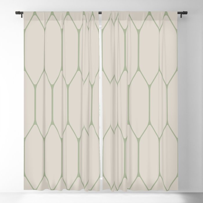 Long Honeycomb Minimalist Geometric Pattern in Beige and Sage Green Window Curtain Gallery Image 5