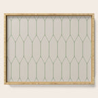 Long Honeycomb Minimalist Geometric Pattern in Beige and Sage Green Serving Tray Gallery Image 1